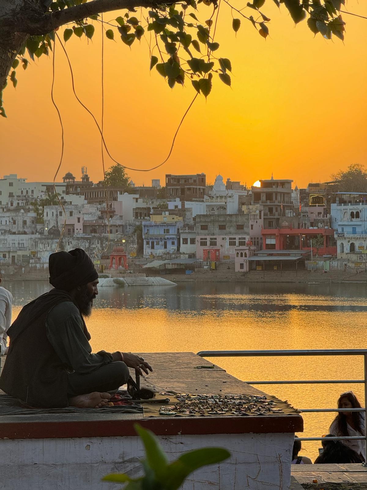 Palacio de Rajasthan con el Taj Mahal 